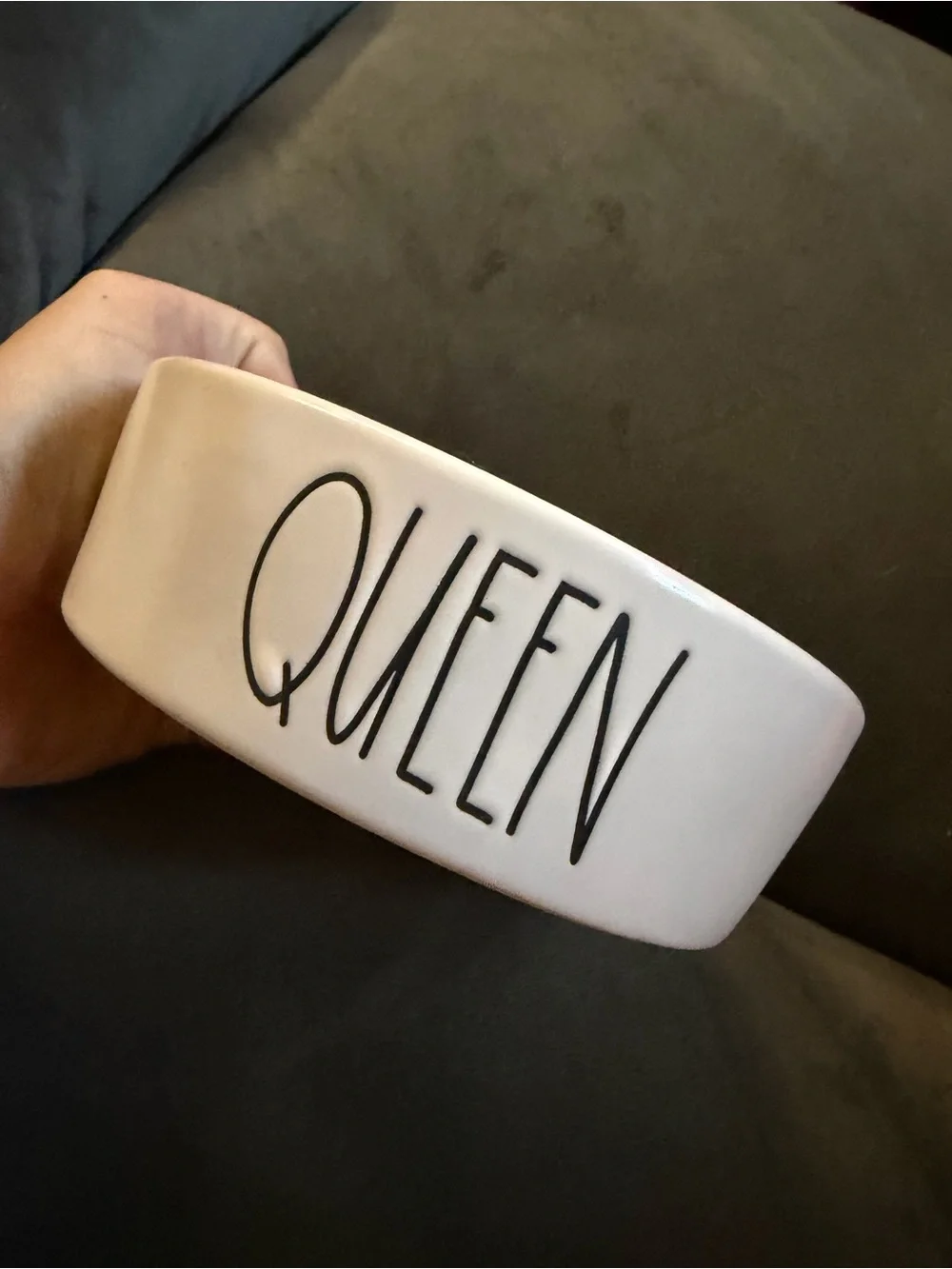 Rae Dunn “Queen” ceramic dog cat bowl